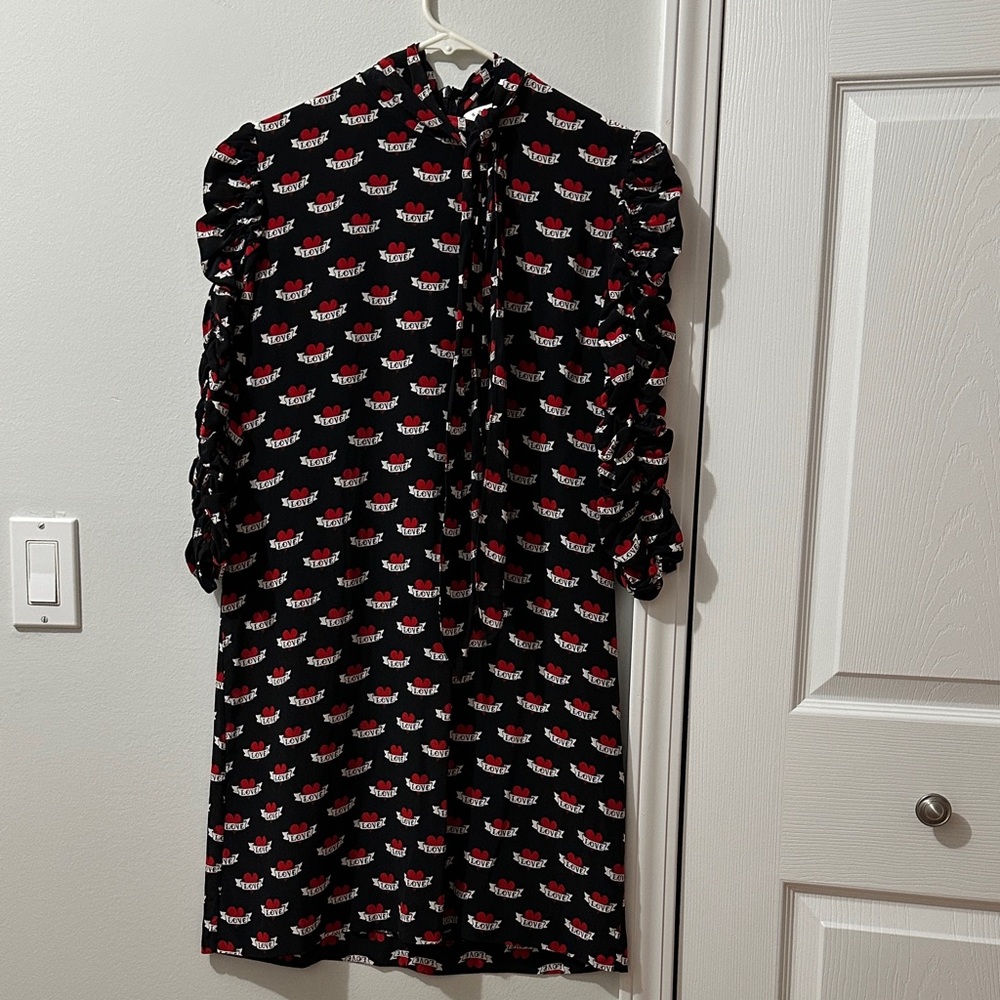 Sandro Black and Red Mid Sleeve Dress